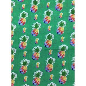 3 Yards - Pineapples on Green - Poly/Cotton Broadcloth Fabric